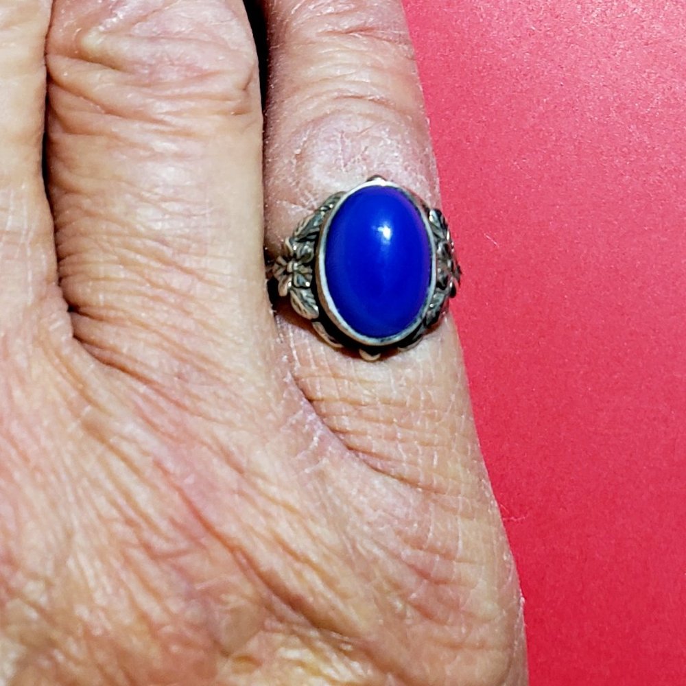 Vintage Silver Amethyst Cabochon womens ring
